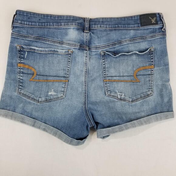 American Eagle Shorts Womens 18 Hi-Rise Shortie Super Stretch Distressed Denim - Picture 2 of 8